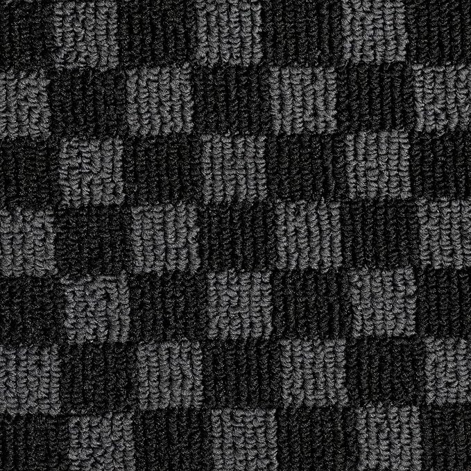 Car Floor Mosaic Mat All Weather Carpet Vehicle Floor Mats 4 Piece Premium Quality Carpeted Floor Liners Vinyl Heel Pad for Protection - Driver Seat, Passenger Seat and Rear Interior (Black Gray)