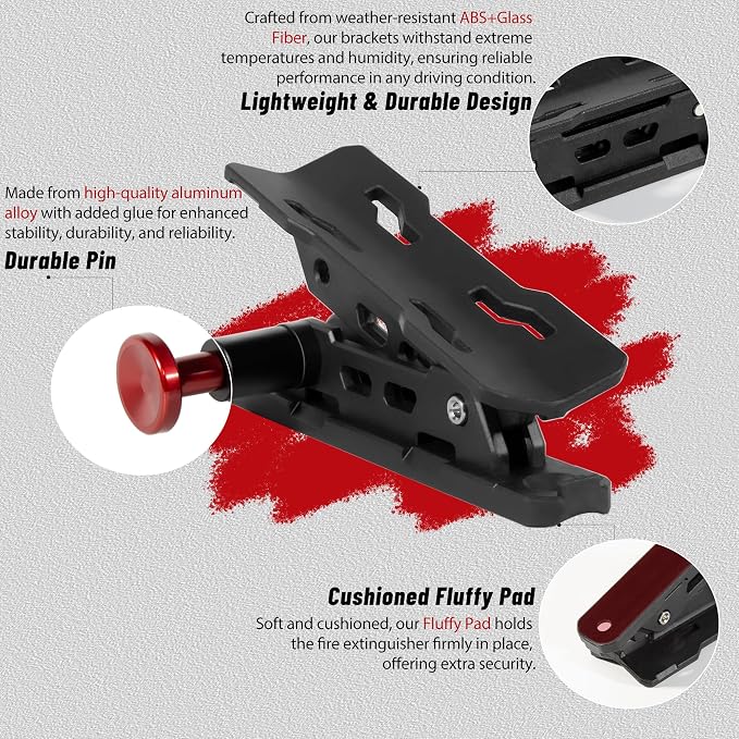ZHILXN Quick Release Fire Extinguisher Mount for Vehicle with 4 Pcs Clamps | Car Fire Extinguisher Bracket Holder Compatible with Jeep Wrangler JT TJ JL JKU, UTV SXS RZR, Can-Am X3, Off-Road, Tractor