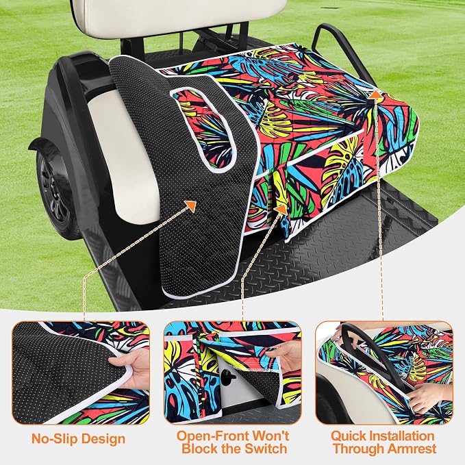 PGmoon Golf Cart Seat Covers with 4 Front Pockets & Nonskid Bottom