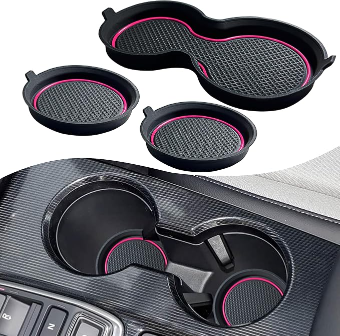 for Honda Civic Accessories 2026 2025 2024 2023 2022 Cup Holder Inserts Center Console Liner 3D Silicone Cup Holder Coaster Protector Mat Pad Non-Slip Interior Decoration for Civic 3Pcs (Pink)