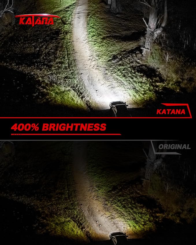 Katana 9012 Bulbs, HIR2 400% Brightness 6500K Plug and Play Fog of 2 | 1:1 Size,Cooling Fan,360°Beam Angle