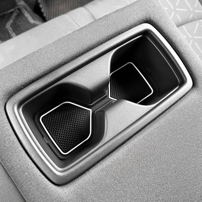 3D Cup Holder Inserts for Toyota RAV4 Accessories 2025 2024 2023 2022-2019 | Silicone Cup Coaster Mats Pad, Center Console Liner, 2Pcs, White Trim