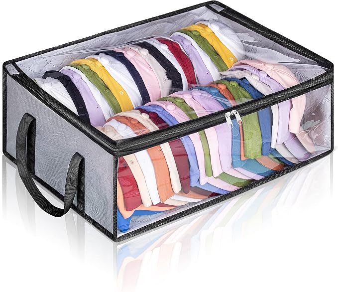 AOODA Hat Storage for Baseball Caps, Large Holds up to 40 Caps Wide Hat Organizer for Closet Snapback Holder, Grey