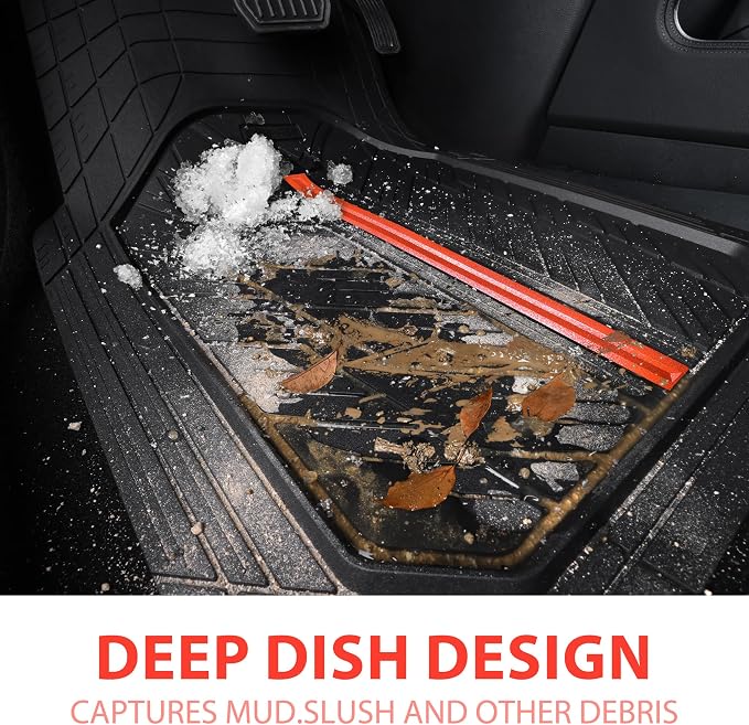 CAR PASS Metal Medium Rubber Floor Mats for Car Heavy Duty Car Mats All Weather, Universal Trim to Fit for Truck SUV Vehicle Automotive Floor Mats, Waterproof Car Mats 4 Piece Black and Red