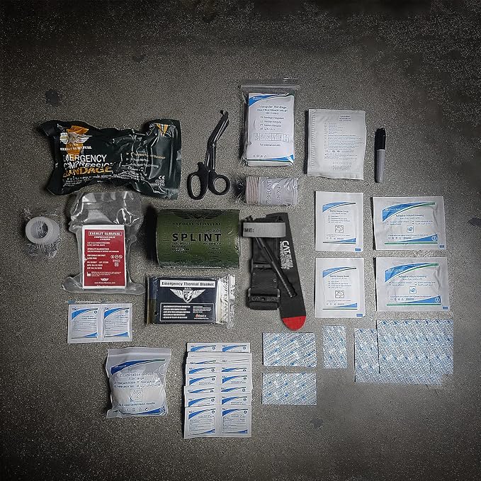EVERLIT Emergency Trauma Kit, CAT GEN-7 Tourniquet 36" Splint, Military Combat Tactical IFAK for Critical Wounds First Aid, Gun Shots, Severe Bleeding Control (Camouflage)