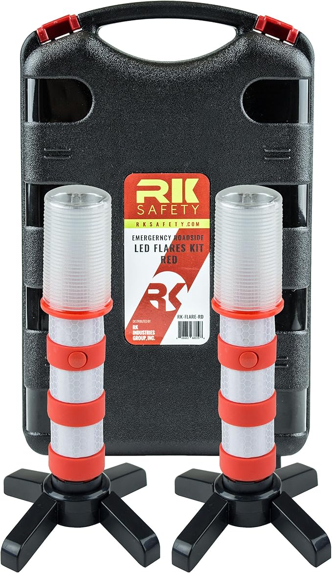 Flare-RD LED Emergency Roadside Flare Safety Beacon Strobe Light Kits (Red)