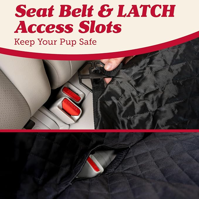 Lusso Gear Dog Car Seat Cover for Back Seat - 100% Waterproof Dog Hammock - Padded Headrest and Mesh Window - Passenger Compatible Rear Car Seat Cover - Fits Trucks, SUVs, Cars