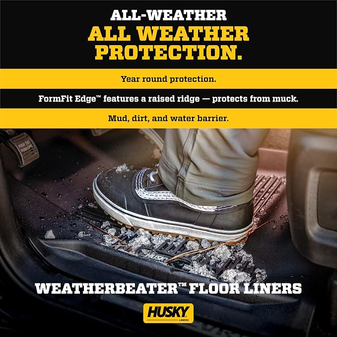 Husky Liners Weatherbeater Floor Mats | Fits 2022-2026 Nissan Frontier, Crew & King CAB ONLY | Front Row, 2-pc Black - 13521