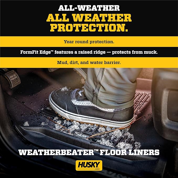 Husky Liners Weatherbeater Floor Mats | Fits 2021-2026 Toyota Sienna w/2nd Row Bench Seat | 2nd Row, 1-pc Black - 19801