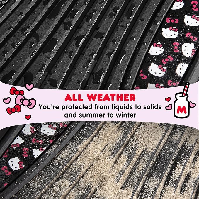 Hello Kitty Car Mats 4pc Floor Mats for Cars Trucks SUVs Black Car Floor Mats for Women Men Accessories Rubber Heavy Duty Cute Non-Slip Always Front Rear Hello Kitty Cars Accessories Black/Red