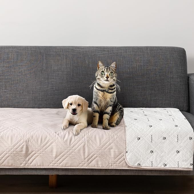 PetAmi Waterproof Couch Cover for Dogs, Non-Slip Leakproof Sofa Furniture Protector for Pet Cat, Machine Washable Bed Blanket for Car Seat, 30x70 Beige