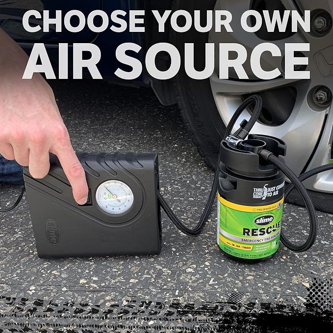 Slime 10188 Flat Tire Puncture Repair Sealant, Rescue, Emergency Repair for Highway Vehicles, Universal fit, Non-Toxic, eco-Friendly