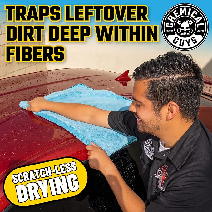 Chemical Guys, Woolly Mammoth Large Microfiber Drying Towel, Blue, 36 x 25 | Ultra-plush oversized towel soaks up water fast to dry the whole vehicle, soft and scratch-free on paint