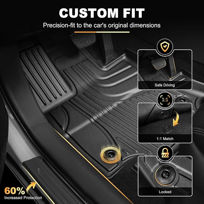Floor Mats for Toyota RAV4 2026, Not for PHEV, 1st & 2nd Row Floor Liners | Door Sills Protector. Custom Fit. All-weather Protection. Waterproof. Easy to Clean. Washable. Durable. Heavy Duty