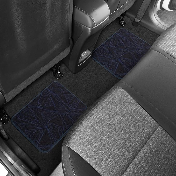 Warner Bros DC Comics Superman 4pc Carpet Floor Mats Car Accessories - Set for Car, Truck, Van, SUV - No-Slip Grip - Universal Fit Front 26" x 16.5", Rear 14" x 16.5"