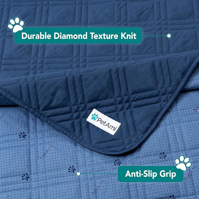 PetAmi Waterproof Couch Cover for Dogs, Non-Slip Leakproof Sofa Furniture Protector for Pet Cat, Machine Washable Bed Blanket for Car Seat, 102x82 Blue