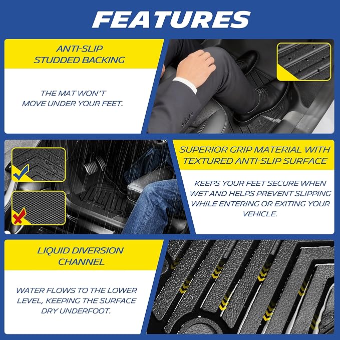 Michelin Vehicle Mats, All-Weather TPE Custom Fit Liner for 2011-2023 Dodge Charger RWD/Chrysler 300 RWD (4 Piece), Premier
