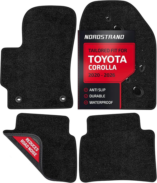 Floor Mats for Toyota Corolla 2020 2021 2022 2023 2024 2025 2026 - Custom 3D Fit - 1st and 2nd Row Set - Rubber Anti-Slip Backing - Heavy Duty 22oz Carpet Mat - All Weather Car Liner Floormats