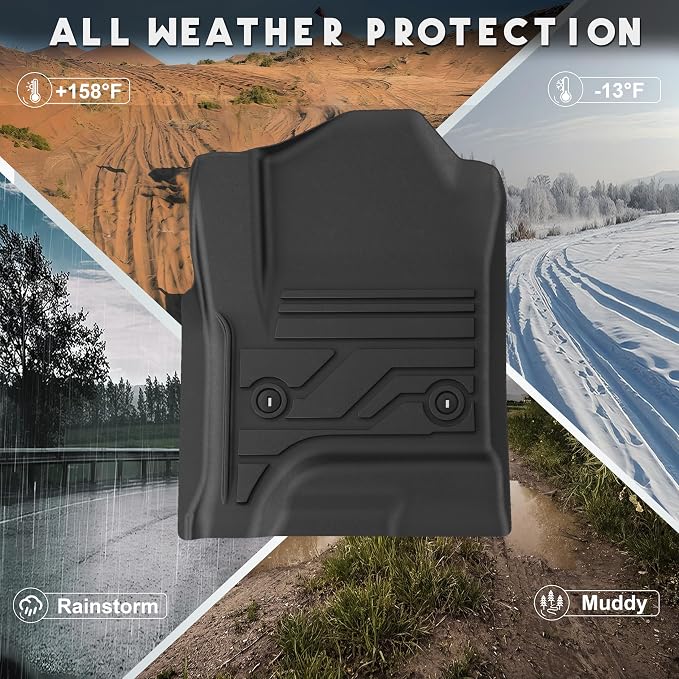 KARPAL Floor Mats for 2014-2018 Chevy Silverado & GMC Sierra 1500 Crew Cab, 2015-2019 Silverado/Sierra 2500/3500 Crew Cab(Footwell Cvg), All-Weather TPE Custom Fit Floor Liners Car Accessories
