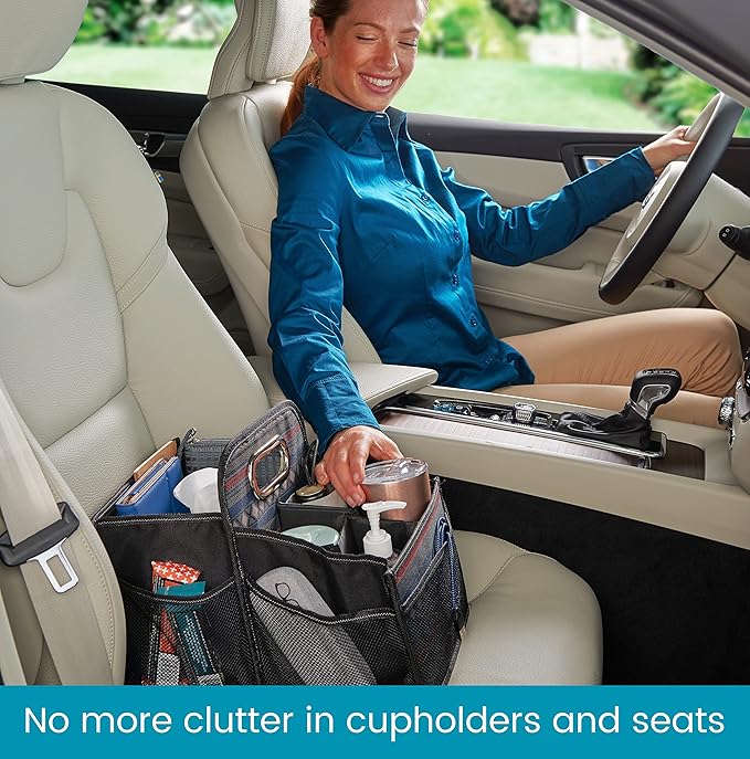 Car Caddy - Front Seat Organizer or Back Seat Organizer with Cup Holders | Front Seat Organizer for Adults and Backseat Car Organizer for Kids Keeps Car Seats Clutter Free