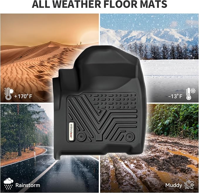 YITAMOTOR Floor Mats Fit for 2018-2025 Ford Expedition/Expedition Max (Only for 8 Passenger) with 2nd Row Bench Seat, All-Weather Custom Front 1st & 2nd 3rd Black Floor Liner Set