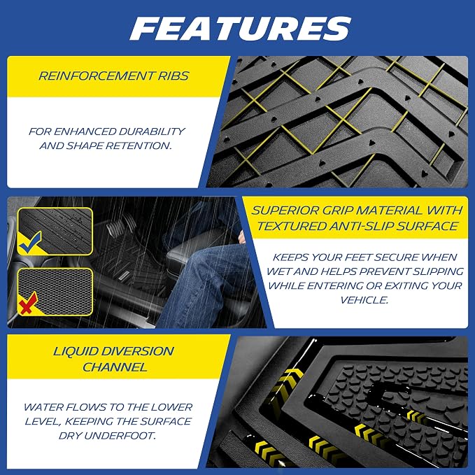 Michelin Vehicle Mat, All-Weather TPE Custom Fit Liner for Tesla Model Y 5 Seat Floor Mats 2025-2027 (10 Piece), Elite