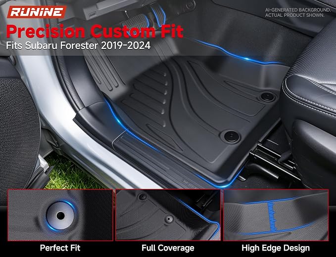Floor Mats for Subaru Forester 2019-2024 Carbon Fiber Accessories,TPE All Weather Protection Floor Mats,Custom Fit Car Floor Liners Set
