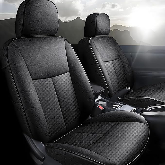 AOMSAZTO Custom Fit Car Seat Covers for Nissan Altima: 2013-2018 S SV SR | 2017-2018 SL Full Set Faux Leather Waterproof Car Seat Covers Black