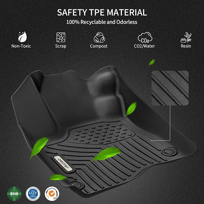 OEDRO Floor Mats Fit for 2019-2024 Dodge Ram 1500 Crew Cab New Body | With Original Storage | NOT for Classic Models | All-Weather TPE Custom Fit Floor Liner for Ram 1500 Accessories