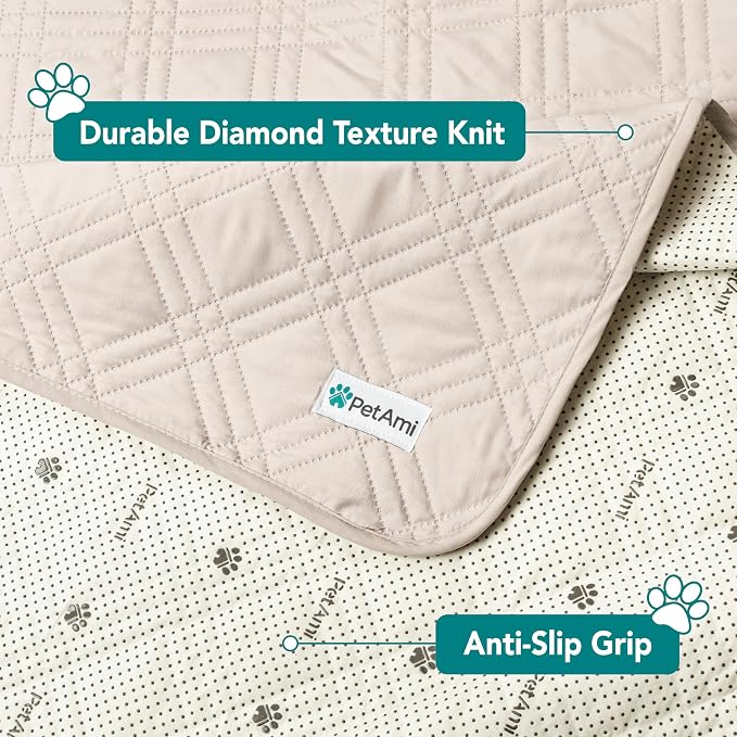 PetAmi Waterproof Couch Cover for Dogs, Non-Slip Leakproof Sofa Furniture Protector for Pet Cat, Machine Washable Bed Blanket for Car Seat, 102x82 Beige