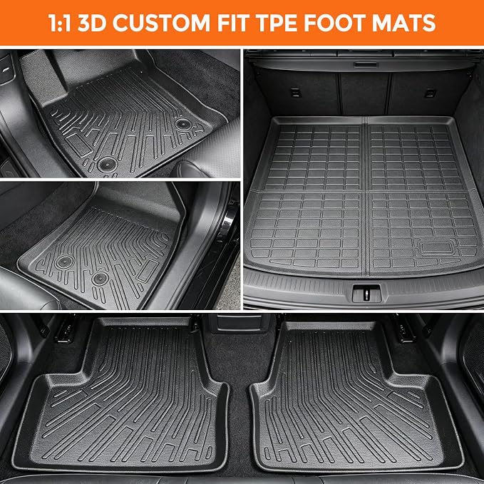 Floor Mats for Chevrolet Chevy Volt Gas & PHEV 2016-2019 | Heavy Duty TPE All Weather Protection, Waterproof Non-Slip Black Car Liners (Two-Row Floor Mats & Cargo Liner)