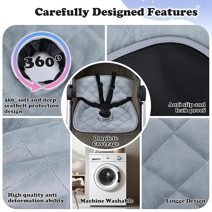 Babenest Car Seat Potty Protector Cover -Waterproof Carseat Training Liner for Baby &Toddler Shower Gift, Dry Piddle Pee Pad for Strollers & Infant Car Seats (2pc Grey)