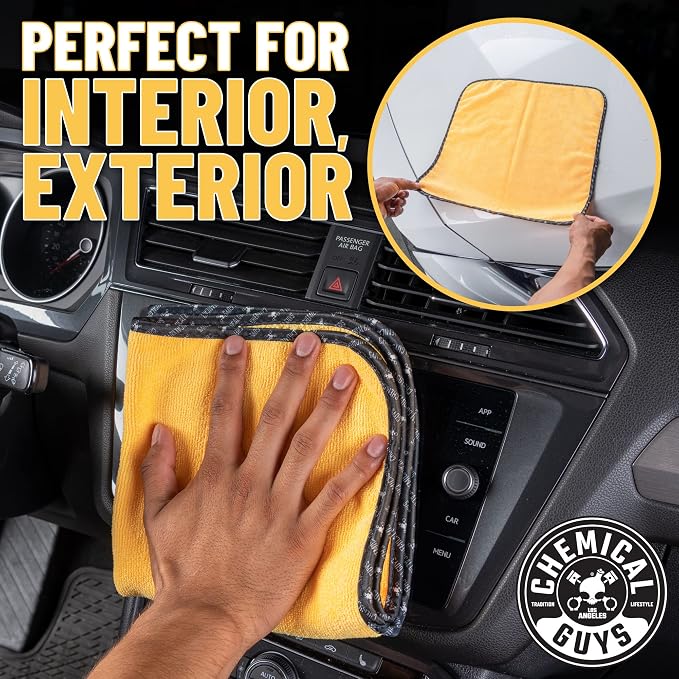 Chemical Guys, Professional Microfiber Towels, 16 x 16 in, Gold, 3 Pack | Ultra-soft, scratch-free towels to buff wax, dry panels and clean glass and interiors, machine washable