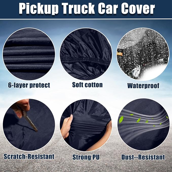 X AUTOHAUX SUV Car Cover for Chevrolet Tahoe 4 Door 2007-2024 Outdoor Waterproof Sun Rain Dust Wind Snow Protection 190T PU W/Driver Door Zipper Navy Blue