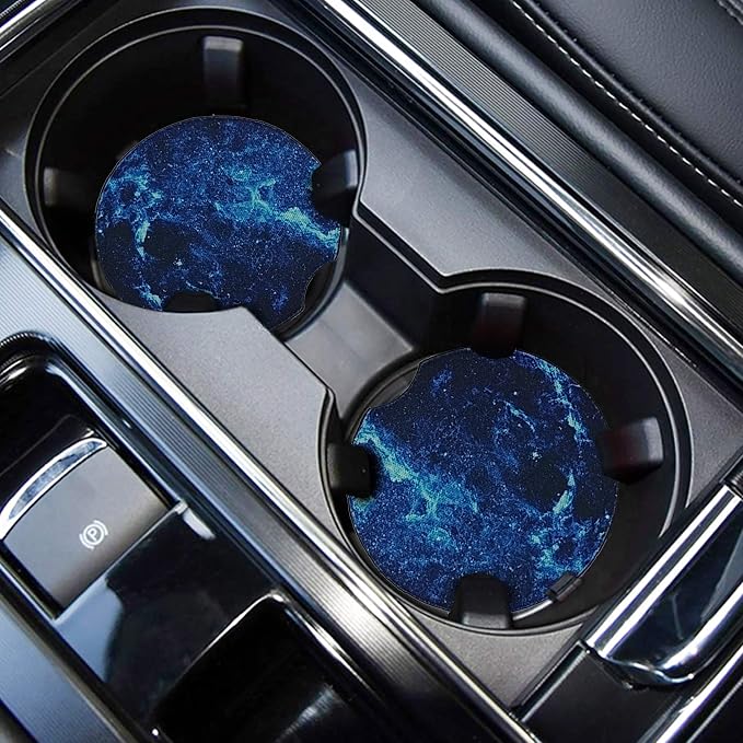 WOCOCN Car Coasters,Cup Holder Coasters for Car,2.75inch Anti Slip and Absorbent,Cute Automotive Interior Accessories for Cup Holder,Pack of 2 (Blue Sky-2)