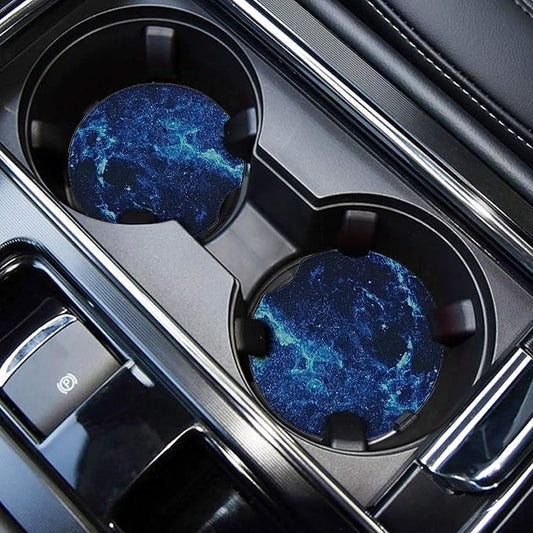 WOCOCN Car Coasters,Cup Holder Coasters for Car,2.75inch Anti Slip and Absorbent,Cute Automotive Interior Accessories for Cup Holder,Pack of 2 (Blue Sky-2)