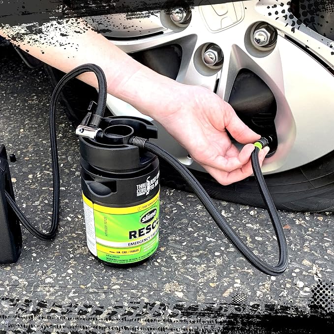 Slime 10188 Flat Tire Puncture Repair Sealant, Rescue, Emergency Repair for Highway Vehicles, Universal fit, Non-Toxic, eco-Friendly