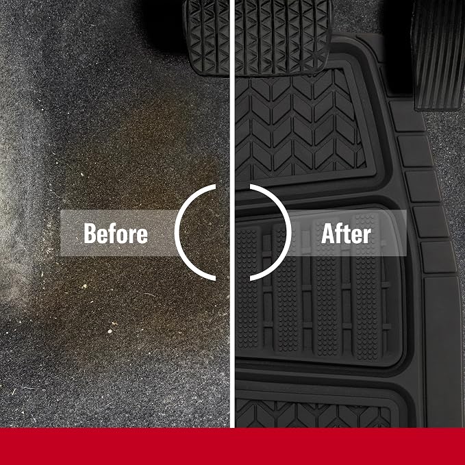 Dickies 2-Piece DuraSport Deep-Tray Floor Mats, Heavy-Duty Mats for Cars, Trucks, SUVs — Black
