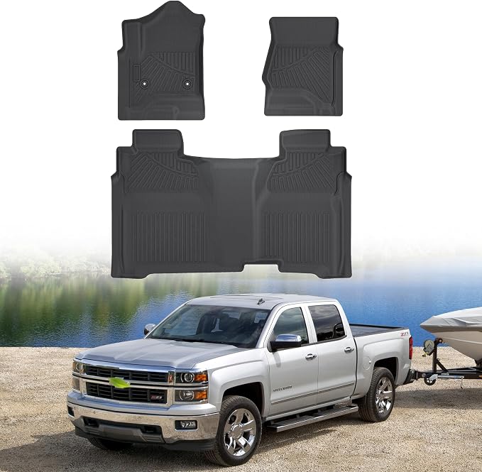 Cartist Floor Mats for 2014-2018 Chevy Silverado & GMC Sierra 1500 Crew Cab, 2015-2019 Silverado/Sierra 2500HD/3500HD (Only fit Crew Cab), All Weather Floor mat for Silverado Accessories