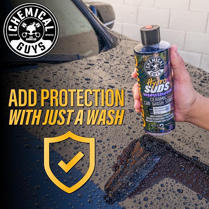 Chemical Guys, HydroSuds Ceramic High Foaming Car Wash Soap, Berry, 64 oz | Ceramic polymers add gloss and water beading, thick foam for cannons, guns or buckets, sweet berry scent