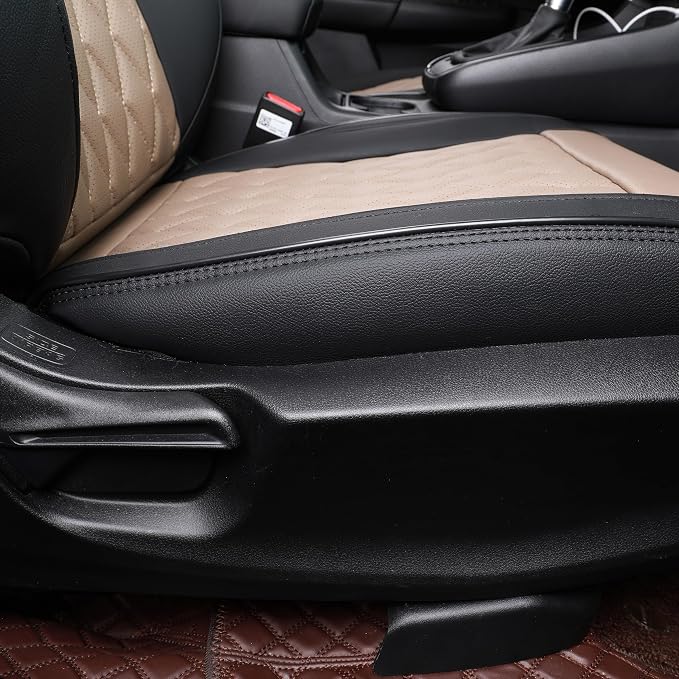 EKR Car Seat Covers for Honda CRV 2017-2022 Leatherette Full Set | Custom Fit for Honda CRV 2017 2018 2019 2020 2021 2022,Factory-Style Interior Upgrade,Full Wrap,Faux Leather(Red/Black)