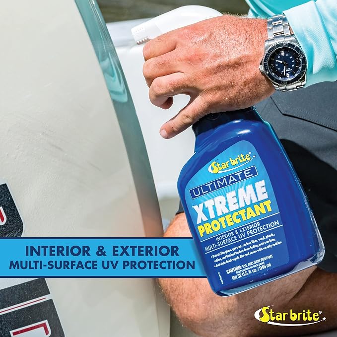 STAR BRITE Ultimate Xtreme Protectant - Superior UV Protection for Fiberglass, Vinyl, Plastic, Rubber, and Leather - Non-Greasy, Anti-Static Finish - 32 OZ (098832) | Non-greasy anti-static finish for fiberglass, vinyl, plastic, rubber and leather, rem...
