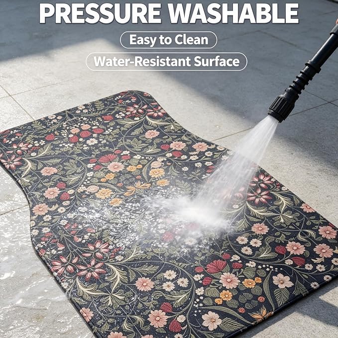 Vintage Car Floor Mats-Non-Slip Rubber Backing,Front (26.8x17.3in) & Rear (13x17.3in) Set-Water Absorbing, Durable Automotive Floor Liners with Stylish Patterns