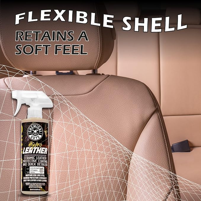 Chemical Guys, HydroLeather Ceramic Leather Coating for Interiors, 16 oz | Ceramic coating shields leather seats, furniture and boots, adding a protective layer that helps repel spills