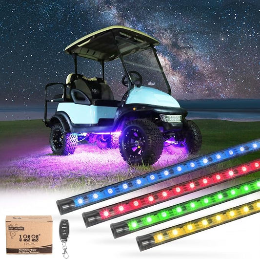 10L0L Golf Cart Underglow Light Kit with Canopy Lights, IP67 Waterproof, 24 Dream Color Modes Wireless Remote Music Sync, 12V-80V Wide Voltage Fit for Yamaha EZGO Club Car