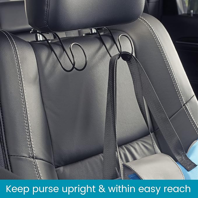 High Road Unbreakable Car Bag Hooks - Large Car Seat Hooks for Purse, Backpack, Coats, Hats and Heavy Bags up to 40 lbs - Secure Attachment Fits All Headrest Posts, 6-Pack