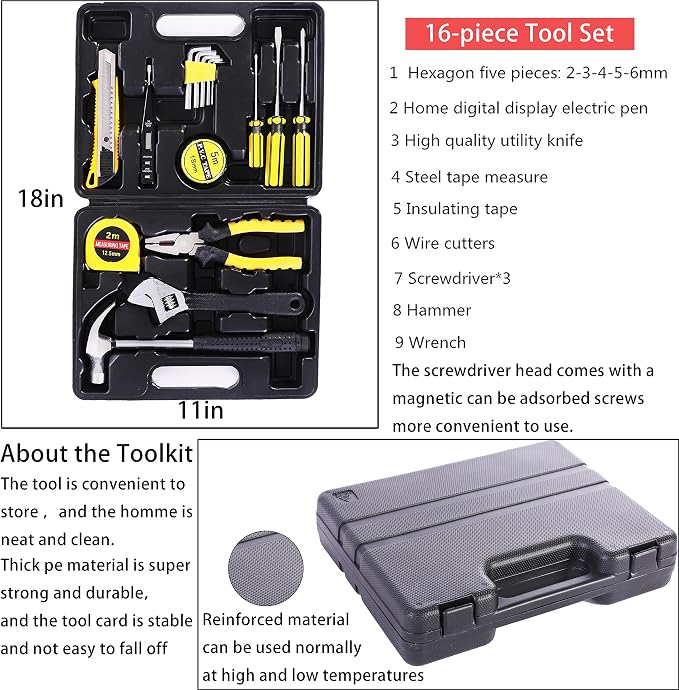 HAIPHAIK Car Emergency Kit with 11.8ft Jumper Cables, Roadside Safety Kit | Emergency Roadside Kit for Car Tow Strap, Folding Shovel, Emergency Tools Box, Breakdowns Travel for Women Men