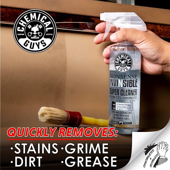 Chemical Guys Nonsense Colorless & Odorless All Surface Cleaner - Interior Cleaner, Safe for Vinyl, Rubber, Plastic, Carpet, and Upholstery, pH Balanced, Residue-Free, Unscented, 16 Fl Oz, Pack of 2 | Colorless, odorless, residue-free cleaner lifts dir...
