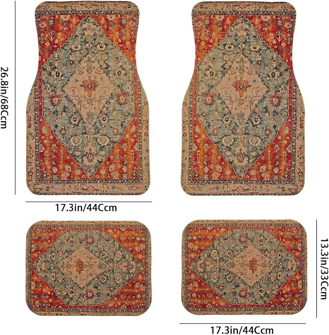 Persian Linen Car Floor Mats, Vintage Oriental Car Accessories | Waterproof & non-slip all-weather mats, universal fit for SUV Sedan, luxury car interior accessories for men and women