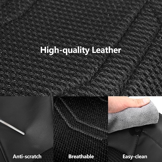 HChengkikz Front Car Seat Cover, Breathable and Sporty (Black) | Leather, Universal Fit for Most SUVs, Cars, Sedans, Trucks, Airbag Compatible, Easy to Install